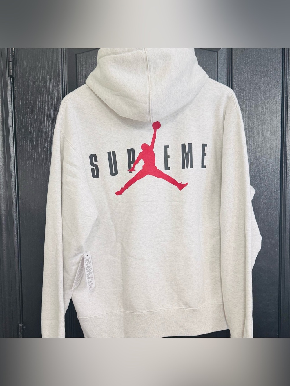 Supreme x Jordan Hooded Sweatshirt White Ash XS NWT FW24 Jumpman Supreme Logo